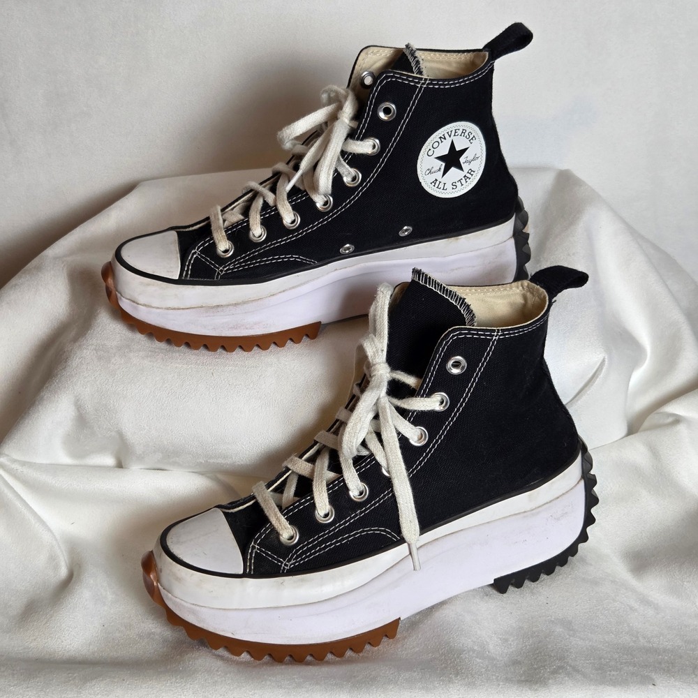 Converse Run Star Hike High Top Black White Platform Sneakers M 5.5 W 7 - Picture 2 of 11